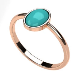 Fine Bague Turquoise En Or Pour Femme -Vivalatina Boutiqe bague turquoise or rose 18 carats