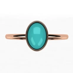Fine Bague Turquoise En Or Pour Femme -Vivalatina Boutiqe bague turquoise or rose 18 carats 3