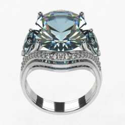 Bague Avec Grosse Pierre D'Aigue-marine -Vivalatina Boutiqe bagueaiguemarineorblanc18carats4