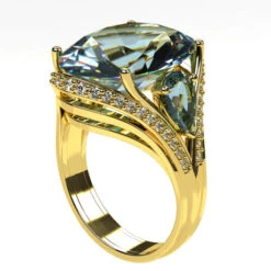 Bague Avec Grosse Pierre D'Aigue-marine -Vivalatina Boutiqe bagueaiguemarineorjaune18carats3
