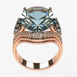 Bague Avec Grosse Pierre D'Aigue-marine -Vivalatina Boutiqe bagueaiguemarineorrose18carats4