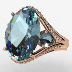 Bague Avec Grosse Pierre D'Aigue-marine