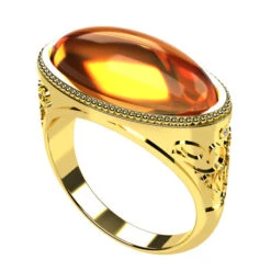 Bague Ambre Pour Homme -Vivalatina Boutiqe bagueambreorjaune18carats