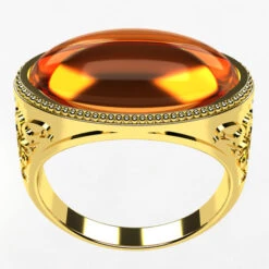 Bague Ambre Pour Homme -Vivalatina Boutiqe bagueambreorjaune18carats2