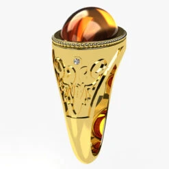Bague Ambre Pour Homme -Vivalatina Boutiqe bagueambreorjaune18carats3