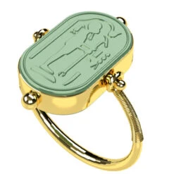 Bague Égyptienne Intaille Ancienne Pour Femme -Vivalatina Boutiqe bagueancienneintailleagatheverteorjaune18carats