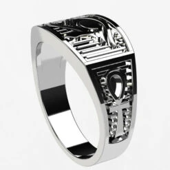 Bague Égyptienne Horus Pour Homme -Vivalatina Boutiqe bagueegyptienneorblanc18carats2