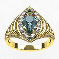 Bague Marquise 36 Bague Marquise -Vivalatina Boutiqe baguemarquiseaiguemarineorjaune18carats4 min