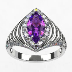 Devant -Vivalatina Boutiqe baguemarquiseamethysteorblanc18carats4