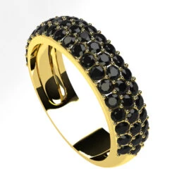 Bague Avec Pavage De Diamants -Vivalatina Boutiqe baguepavagediamantsnoirsorjaune18carats