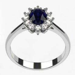 Bague Pompadour Avec Pierre De Saphir Bleu