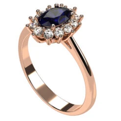 Bague Pompadour Avec Pierre De Saphir Bleu -Vivalatina Boutiqe baguepompadoursaphirorrose18carats
