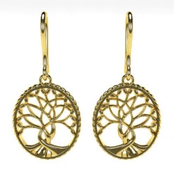 Boucles D'Oreilles Arbre De Vie En Or 14 Boucles D'Oreilles Arbre De Vie En Or -Vivalatina Boutiqe bouclesd oreillesarbredevieorjaune18carats 2