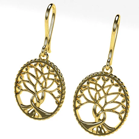 Boucles D'Oreilles Arbre De Vie En Or 7 Boucles D'Oreilles Arbre De Vie En Or – Image 5