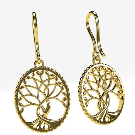 Boucles D'Oreilles Arbre De Vie En Or 8 Boucles D'Oreilles Arbre De Vie En Or – Image 6