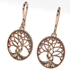 Boucles D'Oreilles Arbre De Vie En Or 18 Boucles D'Oreilles Arbre De Vie En Or -Vivalatina Boutiqe bouclesd oreillesarbredevieorrose18carats 3