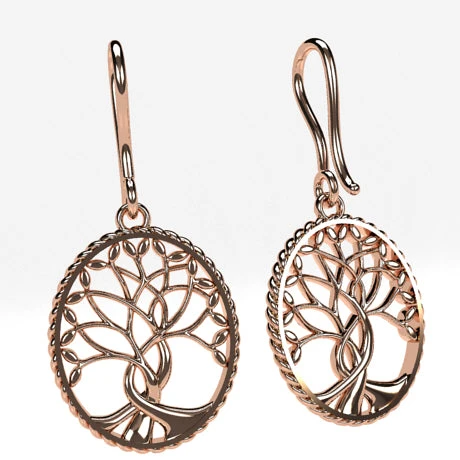Boucles D'Oreilles Arbre De Vie En Or 11 Boucles D'Oreilles Arbre De Vie En Or – Image 9