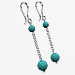 Boucles D'Oreilles Turquoise En Or -Vivalatina Boutiqe bouclesd oreillesturquoiseorblanc18carats 3