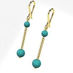 Boucles D'Oreilles Turquoise En Or -Vivalatina Boutiqe bouclesd oreillesturquoiseorjaune18carats 2