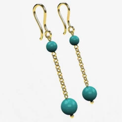 Boucles D'Oreilles Turquoise En Or -Vivalatina Boutiqe bouclesd oreillesturquoiseorjaune18carats 3