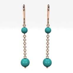 Boucles D'Oreilles Turquoise En Or -Vivalatina Boutiqe bouclesd oreillesturquoiseorrose18carats 1