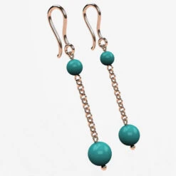 Boucles D'Oreilles Turquoise En Or -Vivalatina Boutiqe bouclesd oreillesturquoiseorrose18carats 3