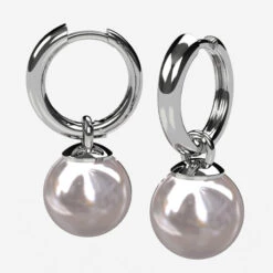 Boucles D'Oreilles En Or Avec De Grosses Perles Blanches 10 Mm