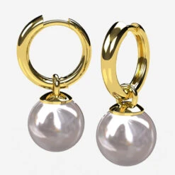 Boucles D'Oreilles En Or Avec De Grosses Perles Blanches 10 Mm -Vivalatina Boutiqe bouclesoreillesgrosseperleorjaune18carats2