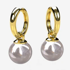 Boucles D'Oreilles En Or Avec De Grosses Perles Blanches 10 Mm -Vivalatina Boutiqe bouclesoreillesgrosseperleorjaune18carats3