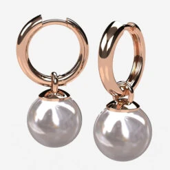 Boucles D'Oreilles En Or Avec De Grosses Perles Blanches 10 Mm -Vivalatina Boutiqe bouclesoreillesgrosseperleorrose18carats2