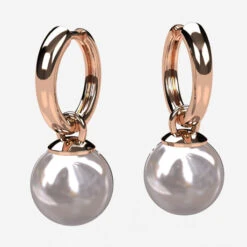 Boucles D'Oreilles En Or Avec De Grosses Perles Blanches 10 Mm -Vivalatina Boutiqe bouclesoreillesgrosseperleorrose18carats3