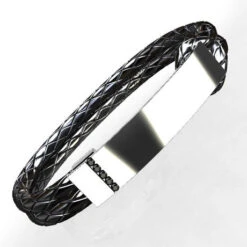 Bracelet Pour Homme En Cuir Et Or -Vivalatina Boutiqe bracelet homme cuir et or blanc 18 carats 4