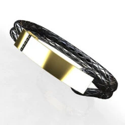 Bracelet Pour Homme En Cuir Et Or -Vivalatina Boutiqe bracelet homme cuir et or jaune 18 carats 3