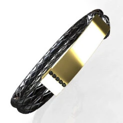 Bracelet Pour Homme En Cuir Et Or -Vivalatina Boutiqe bracelet homme cuir et or jaune 18 carats 6