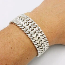 Gros Bracelet Argent Pour Femme -Vivalatina Boutiqe bracelet maille gourmette triple 7