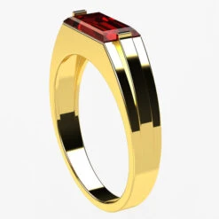 Chevalière Grenat Rouge Pour Homme -Vivalatina Boutiqe chevaliere pierre grenat rouge or jaune 18 carats 4
