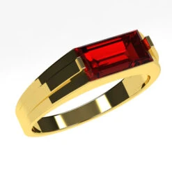 Chevalière Grenat Rouge Pour Homme -Vivalatina Boutiqe chevaliere pierre grenat rouge or jaune 18 carats 5