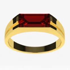 Chevalière Grenat Rouge Pour Homme -Vivalatina Boutiqe chevaliere pierre grenat rouge or jaune 18 carats 6