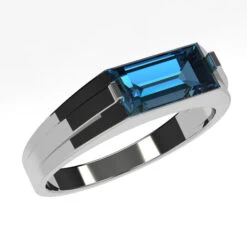 Chevalière Pierre De Topaze Bleue