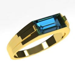 Chevalière Pierre De Topaze Bleue -Vivalatina Boutiqe chevaliere pierre topaze bleue or jaune 18 carats 5