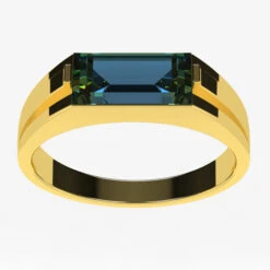 Chevalière Pierre De Topaze Bleue -Vivalatina Boutiqe chevaliere pierre topaze bleue or jaune 18 carats 6