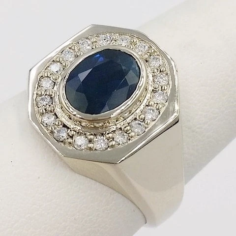 Chevalière Gros Saphir Bleu Oval 4 Chevalière Gros Saphir Bleu Oval – Image 2