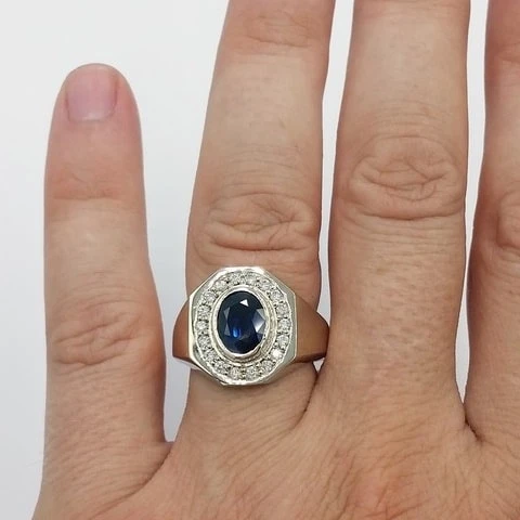 Chevalière Gros Saphir Bleu Oval 10 Chevalière Gros Saphir Bleu Oval – Image 8