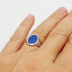 Chevalière Lapis Lazuli Pour Homme -Vivalatina Boutiqe chevalierelapislazuliorblanc18carats 7