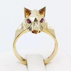 Chevalière Tête De Loup -Vivalatina Boutiqe chevalieretetedelouporjaunerubis 7