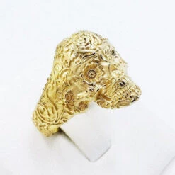 Bague Tête De Mort En Or 17 Bague Tête De Mort En Or -Vivalatina Boutiqe chevalieretetedemortmexicaineenorjaune18carats 10
