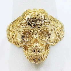 Bague Tête De Mort En Or 18 Bague Tête De Mort En Or -Vivalatina Boutiqe chevalieretetedemortmexicaineenorjaune18carats 12
