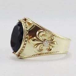 Grosse Chevalière Pour Homme Or & Diamants -Vivalatina Boutiqe grosse chevaliere onyx or jaune homme 1