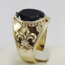 Grosse Chevalière Pour Homme Or & Diamants -Vivalatina Boutiqe grosse chevaliere onyx or jaune homme 3