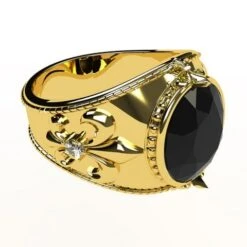 Grosse Chevalière Pour Homme Or & Diamants -Vivalatina Boutiqe grosse chevaliere onyx or jaune homme 5